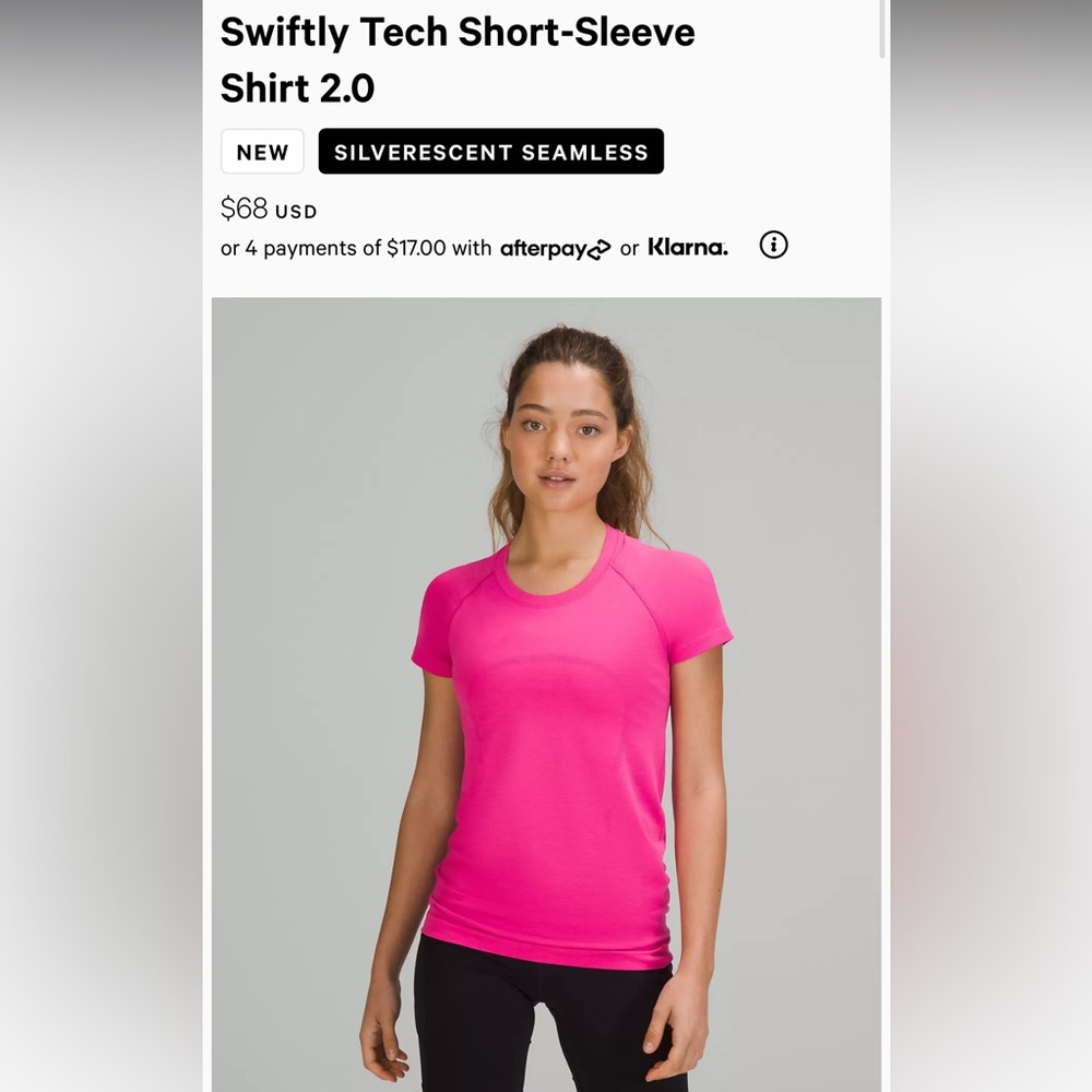 Swiftly Tech Short-Sleeve Shirt Pink Size 8